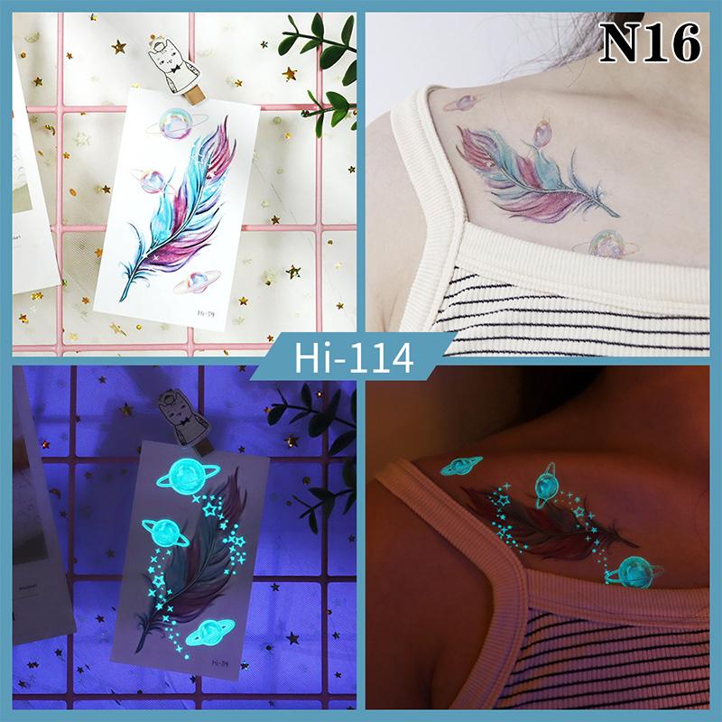 Светящаяся бабочка синяя светящаяся татуировка наклейка кемпинг водонепроницаемая временная татуировка перья одноразовая поддельная татуировка боди-арт