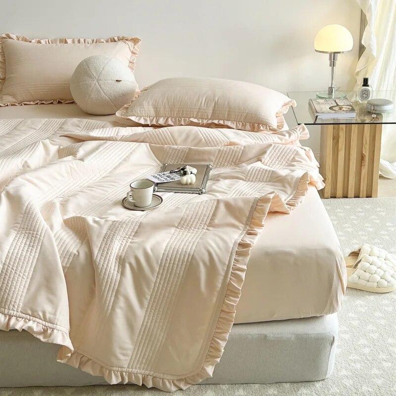 Washed yarn summer quilt four piece air conditioner quilt bed cover quilt blogger same style summer cool quilt summer thin quilt