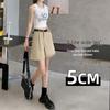 Women's Khaki High-Waisted A-Line Summer Shorts - Slimming, Petite, Ice Silk Casual Wear