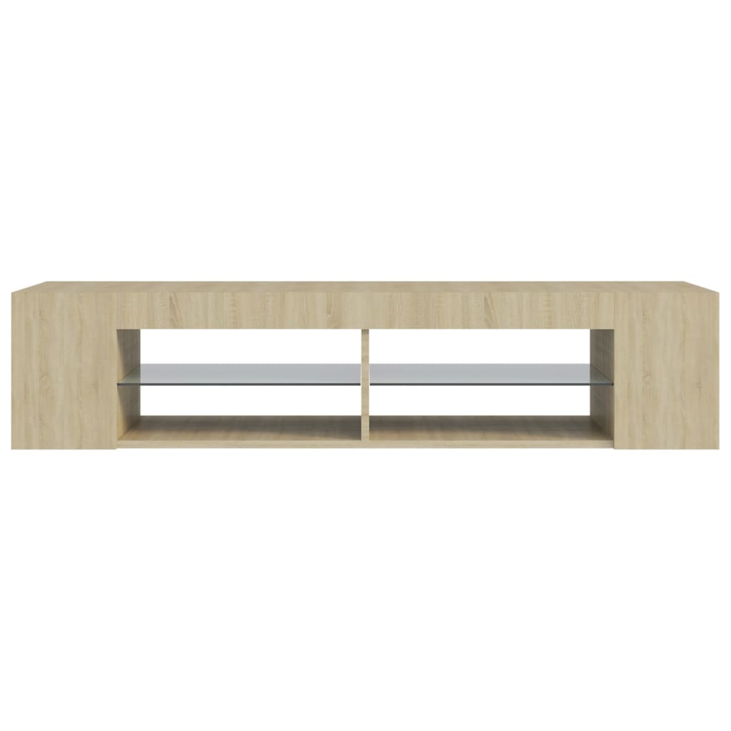 TV Stand with LED Lights Sonoma Oak Finish 135 X 39 X 30 Cm