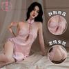 Sexy Retro Cheongsam Free Sex Underwear Women's Side Split Mesh Transparent Lace Large Size Uniform Temptation