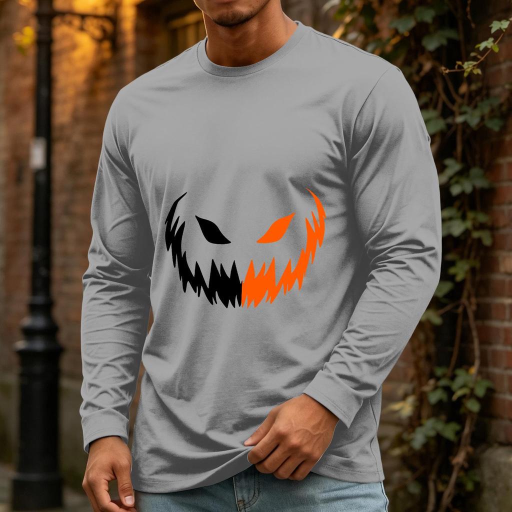 Men's Halloween Casual Long Sleeve Neck Shirt