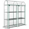 Small 3-Tier Greenhouse, 2 Roll-Up Doors, Steel Frame, Plastic Cover, 143 X 46 X 164 Cm, Transparent