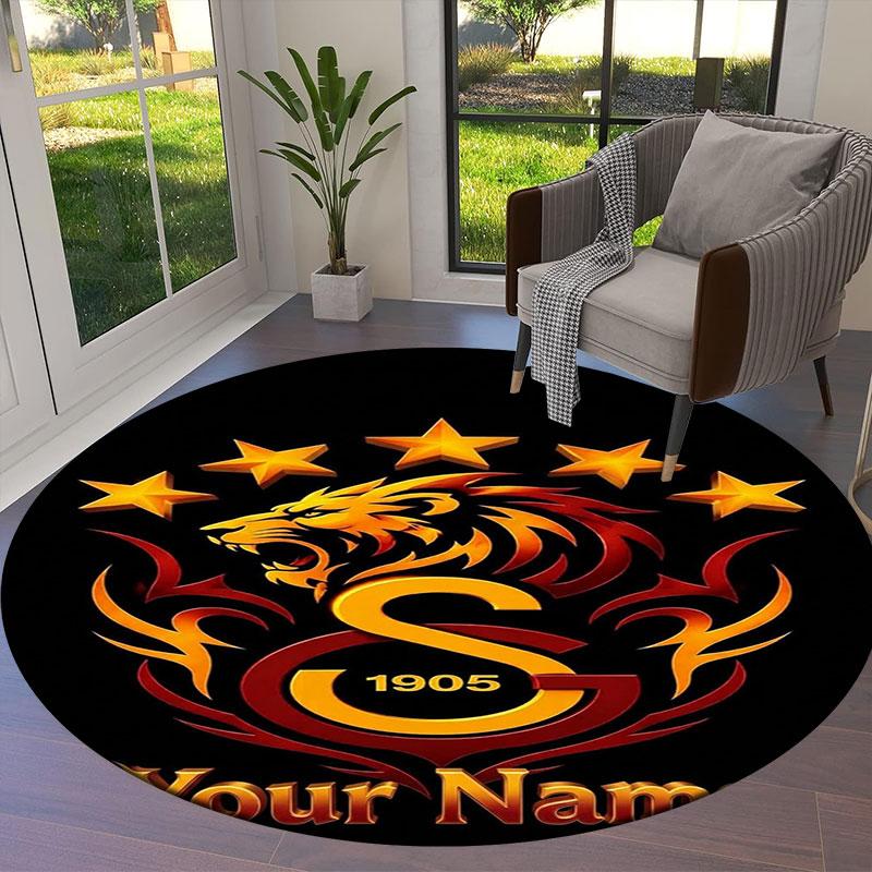 Galatasaray S Custom Name Round Area Rug,Carpet Rug for Living Room Bedroom Sofa Playroom Decor,Non-slip Floor Mat