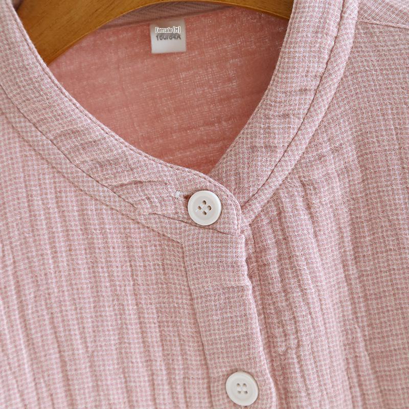 Spring Couple's Pajama Set: Thick Pure Cotton Plaid, Women's & Men's Long-Sleeve, Loose Fit