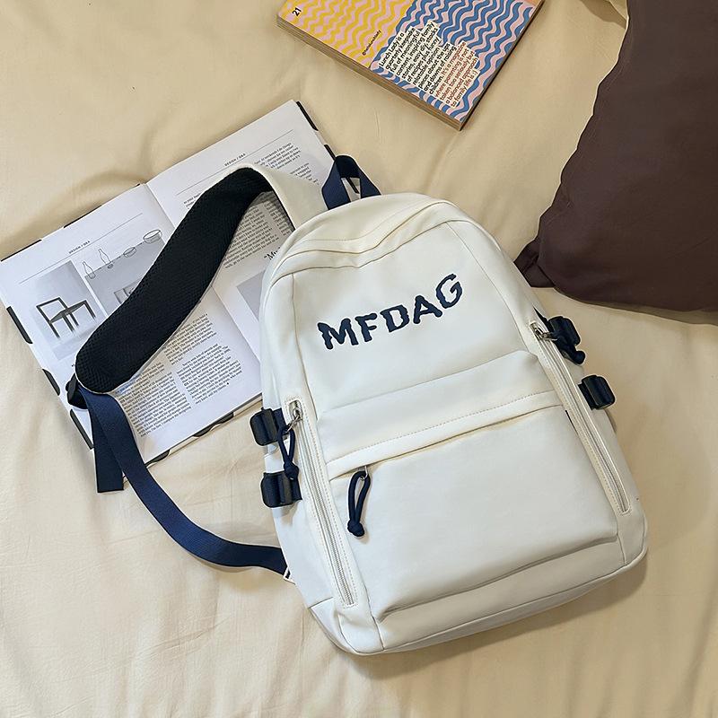 

Korean version of the new thickened fabric collegiate style schoolbag college student fashion large capacity backpack middle and high school backpack белый