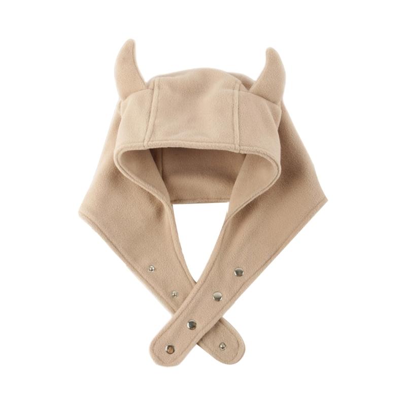 Solid Color Ear Protects Hat Fleece Hat Funny Ox Horn Shape Hat Warm Fuzzy Winter Fleece Hat Birthday Gifts for Adult