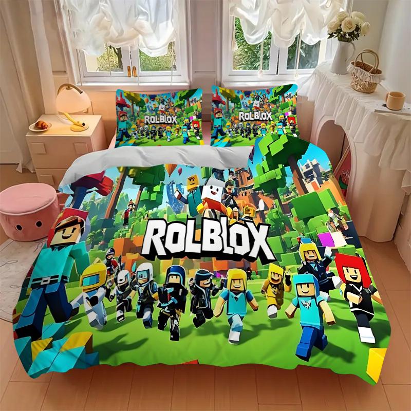 Endless Block World Exploration Printed 3pcs Bedding Set Soft Microfiber 1 Duvet Cover And 2 Pillowcases Home Bedroom Decor Xmas Gift Q1183