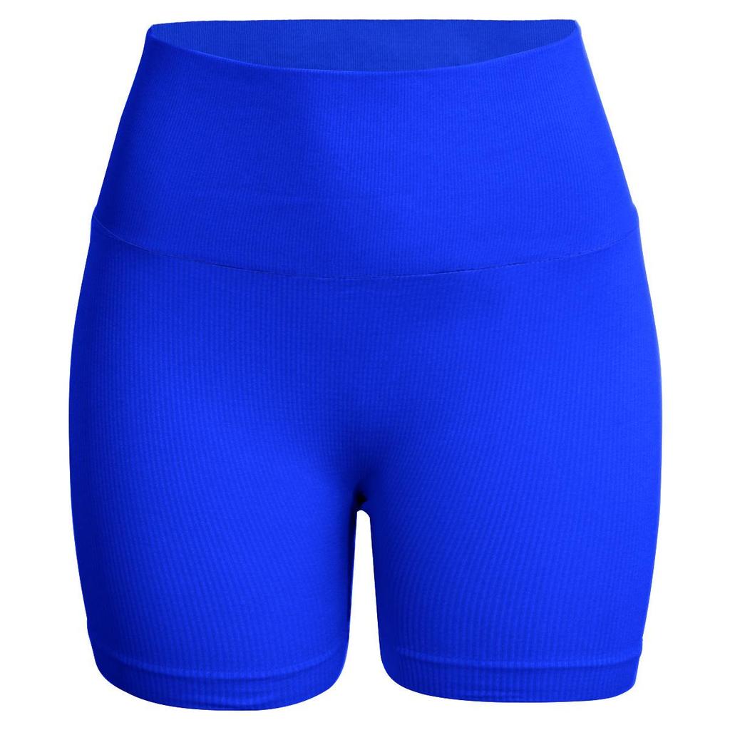 Seamless Ribbed Peach Lifting Yoga Shorts—Super Stretch Slimming Three-Quarter Pants for Running and Fitness