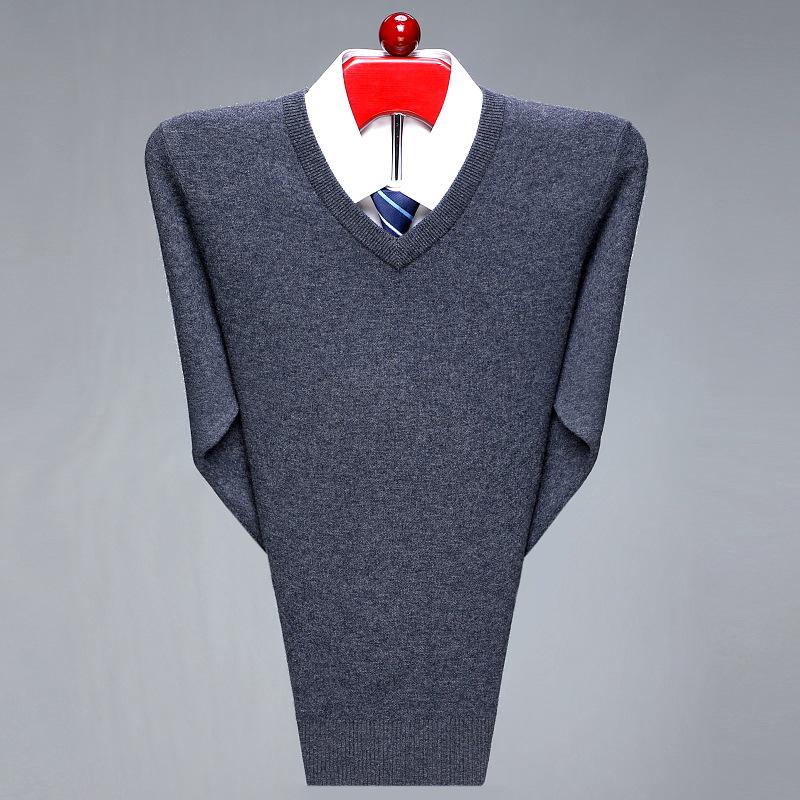 Men's V-Neck Argyle Cashmere Sweater - Thick, Warm Wool for Business or Casual Wear
