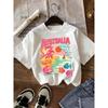 European Sizes Australian Retro Vacation Style Graphic Print Short-sleeved T-shirt for Girls, a Great Choice for Young.