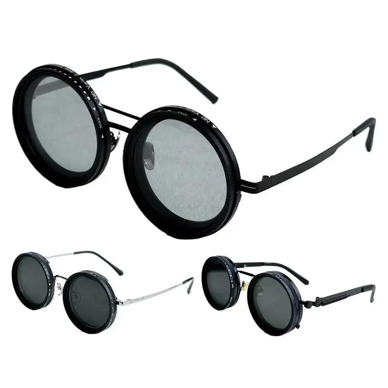 Adjustable ND Sunglasses Round Tinted Glasses with ND Filter Lenses for Men Women Outdoor Fishing Cycling Eyewear