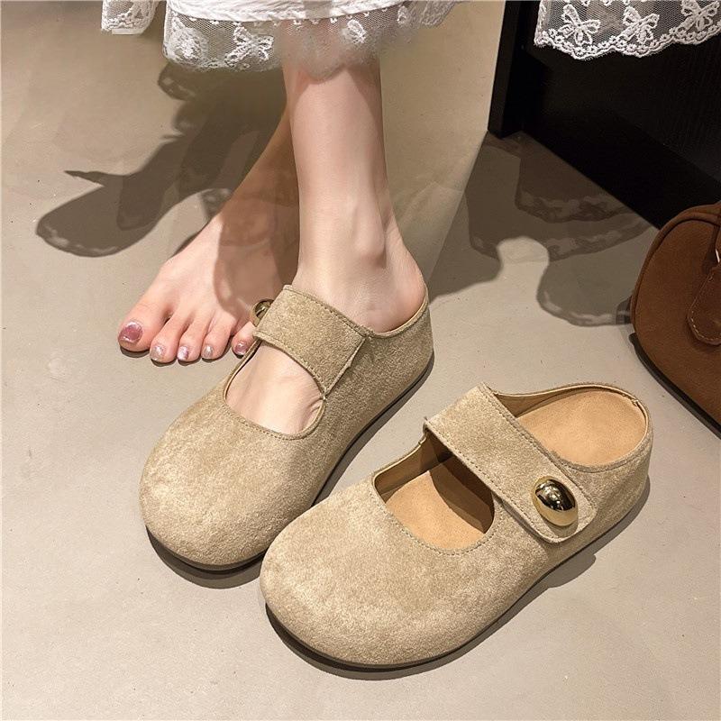 Inner height-increasing slippers for women to wear new thick-soled bag head half slippers with skirt and one pedal slippers