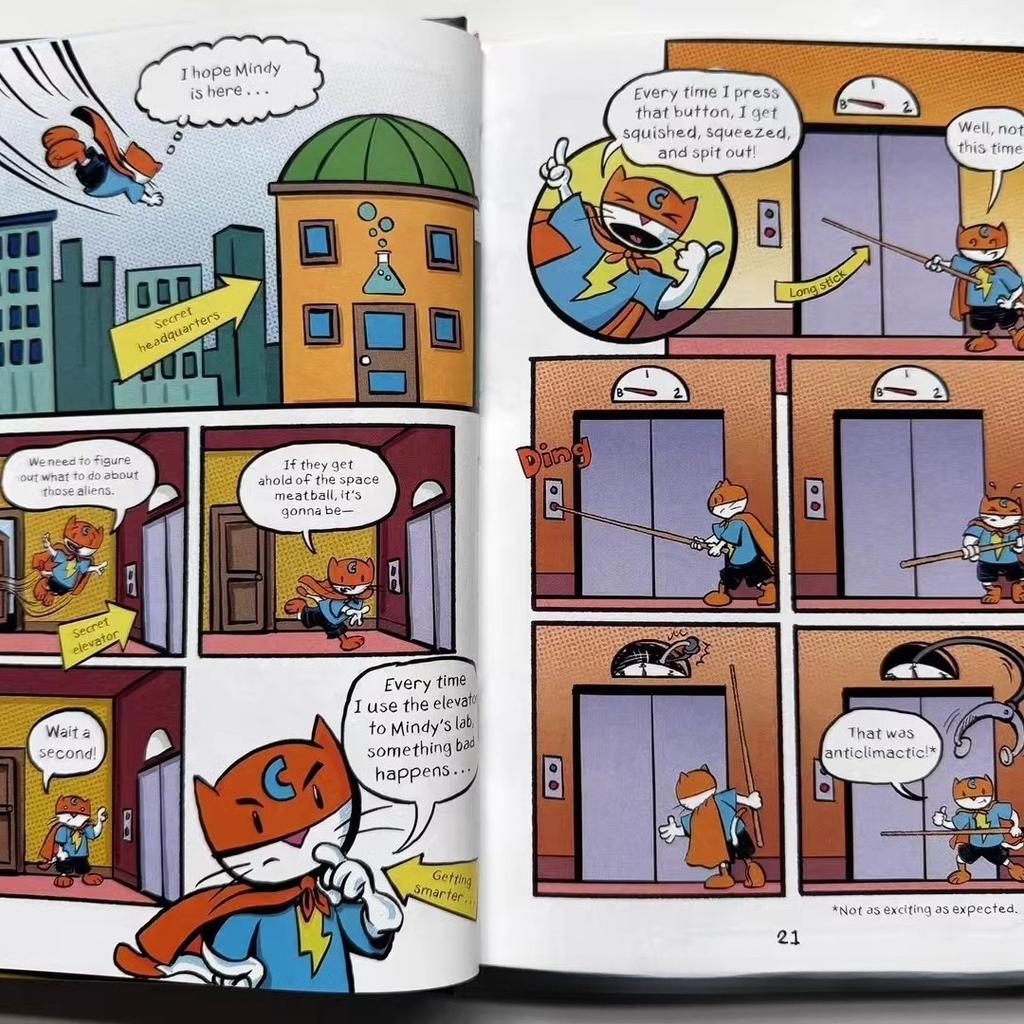 5 Volumi Supereroe Max Gatto Libri Max Meow Bambini Inglese A colori Fumetto Storia d'avventura Copertina rigida