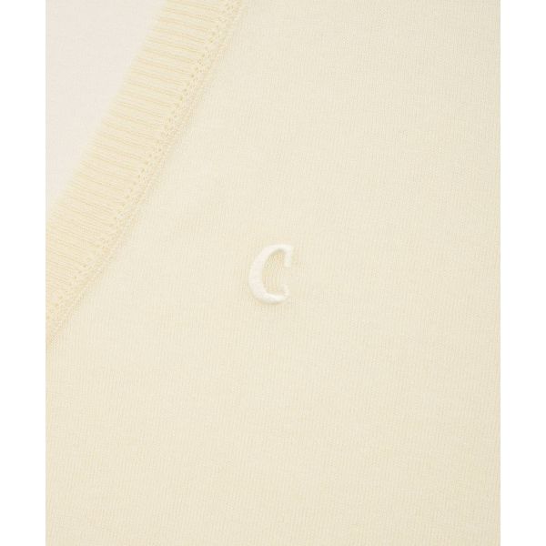 Covernat Ss24 Logo V-Neck Button Cardigan Long Sleeve Drop Shoulder Knitwear Men cardigans Ivory CO2402KT08IV