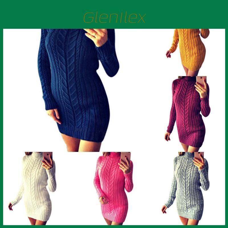 Sexy Autumn And Winter Knit Dress Slim Fit And High Collar Twist Design