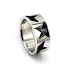 Two Tone Silver Black Ring Black Enamel Stainless Steel Women and Mens Silver Color Trendy Casual Rings Size 7 8 10