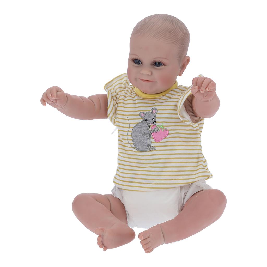 48cm / 18.9in Mädchenpuppe Simulation Lebensecht Weiche Babypuppe Fütterflasche Schnuller Set