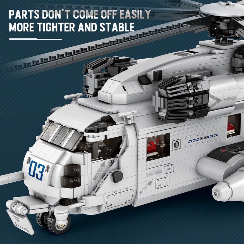 Zhen Military Helicopter Building Block Model - Educational Fighter Ornament Toy