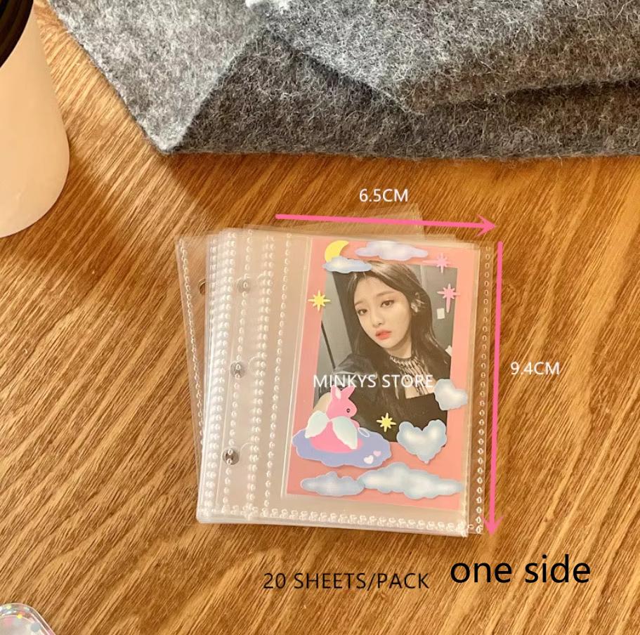 MINKYS Kawaii Wave Pattern PU Leather 3 Ring Kpop Photocard Binder Book 3 Inch One Pocket Idol Card Organizer Storage Book