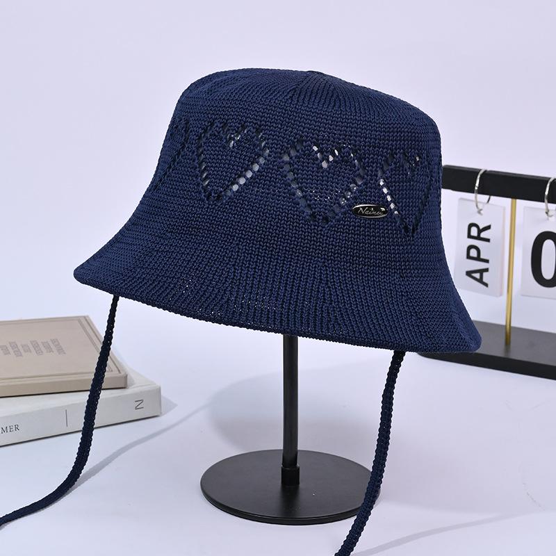 

Шляпа лето новая вязаная ажурная шляпа-ведро с любовью женская солнцезащитная дышащая шляпа-ведро показывает маленькое лицо One Size