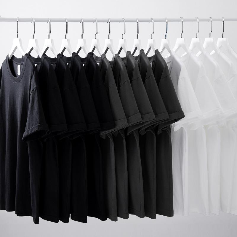 Heavy Solid Color Cotton Loose Round Neck Short Sleeve T-shirt Fashion Fashion Brand Men's Undershirt