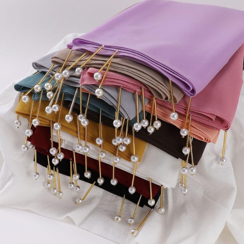 New Handmade Pearl Chiffon Scarf With Copper Tube For Women