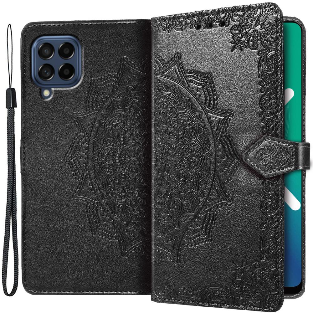 Flip Case for Samsung Galaxy M53 5G, Mandala, Black