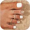 Toe Rings for Women Non Tarnish 14K Gold Filled Adjustable Toe Ring Set Daisy CZ Plain Hug Triple Open Band Ring Summer Beach Foot Jewelry for Women