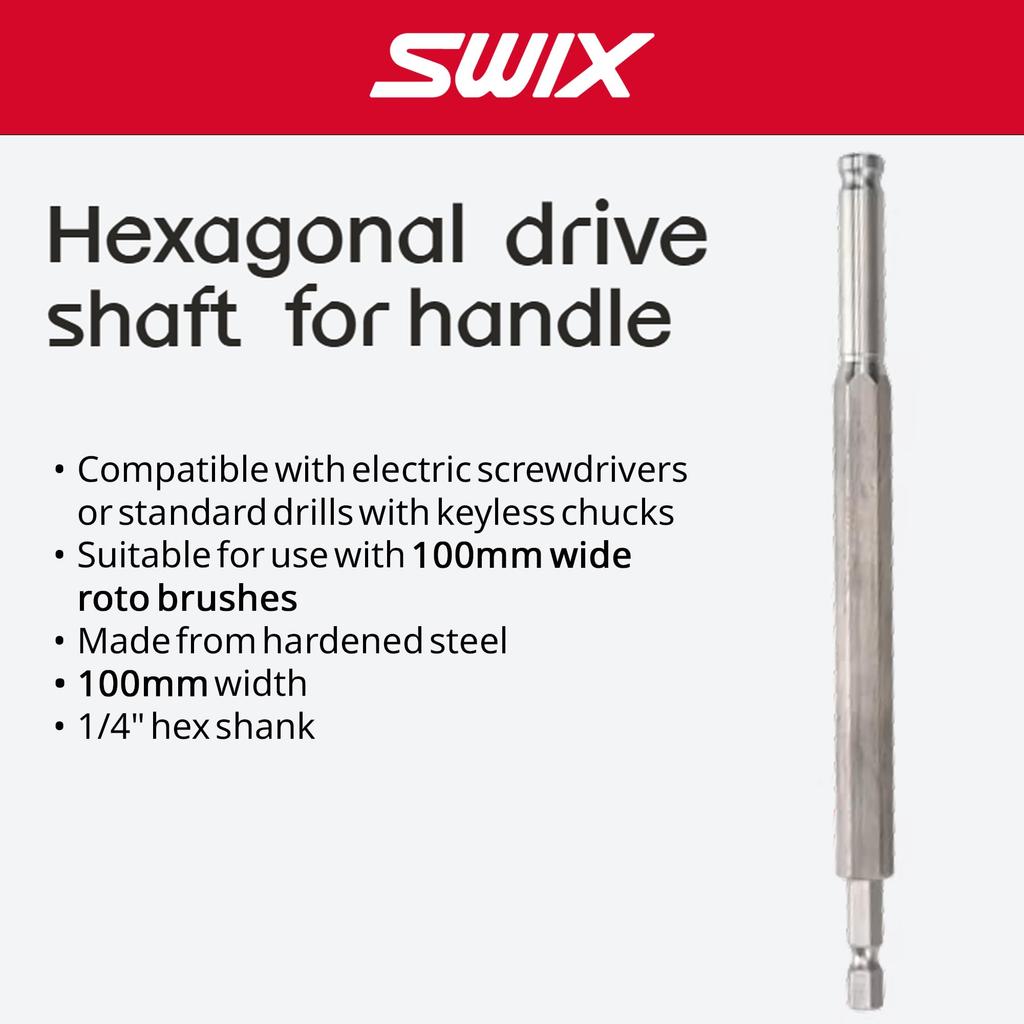 SWIX Ski Tune-up Roto Brush Drive Shaft 100mm T0014SSHEX