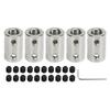 5Pcs Bore Coupling Steel Cylinder 8 To 8mm Fine Edges Bore Rigid Coupling Silver