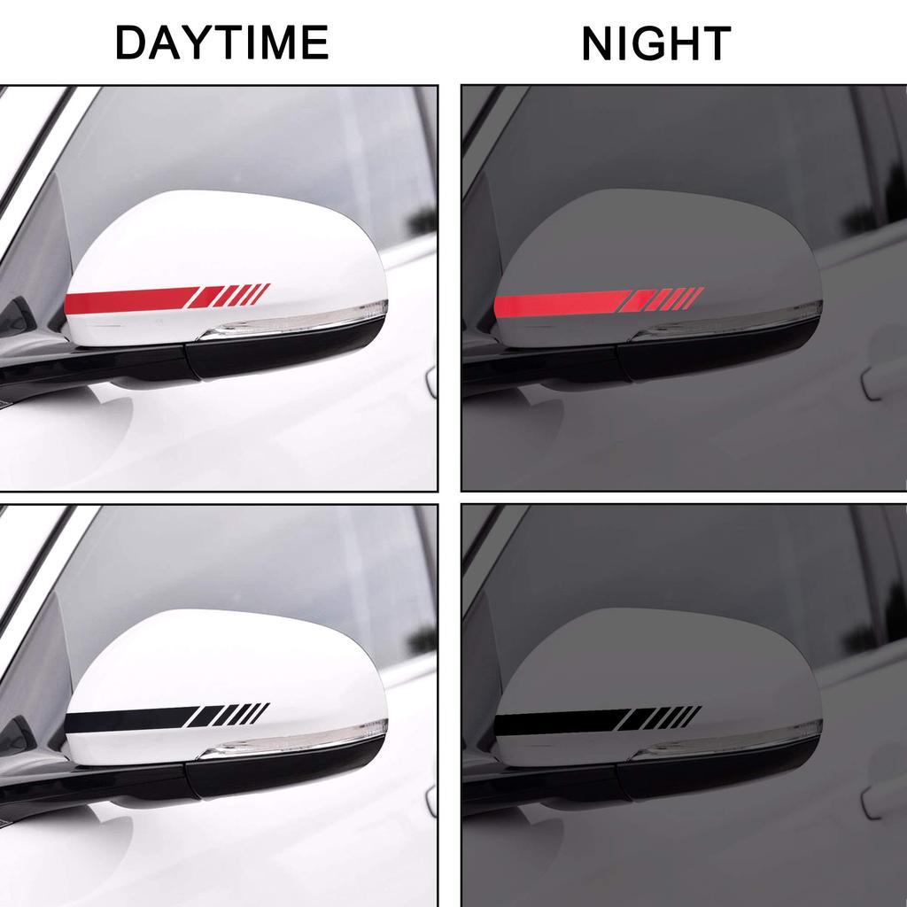 TOMALL 6pcs Rearview Mirror Car Stickers Reflective Stripes Car Mirror Decal Decoration DIY Personalization Waterproof Car Side Decal for Automotive