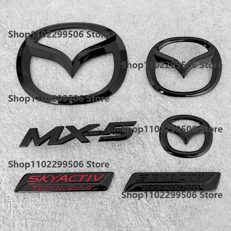Rxlku10 Mazda MX5 Glossy Black ABS Front Grille Eemblem Rear Trunk Badge Letters Sticker For Mazda MX-5 Miata NC ND Logo Accessories