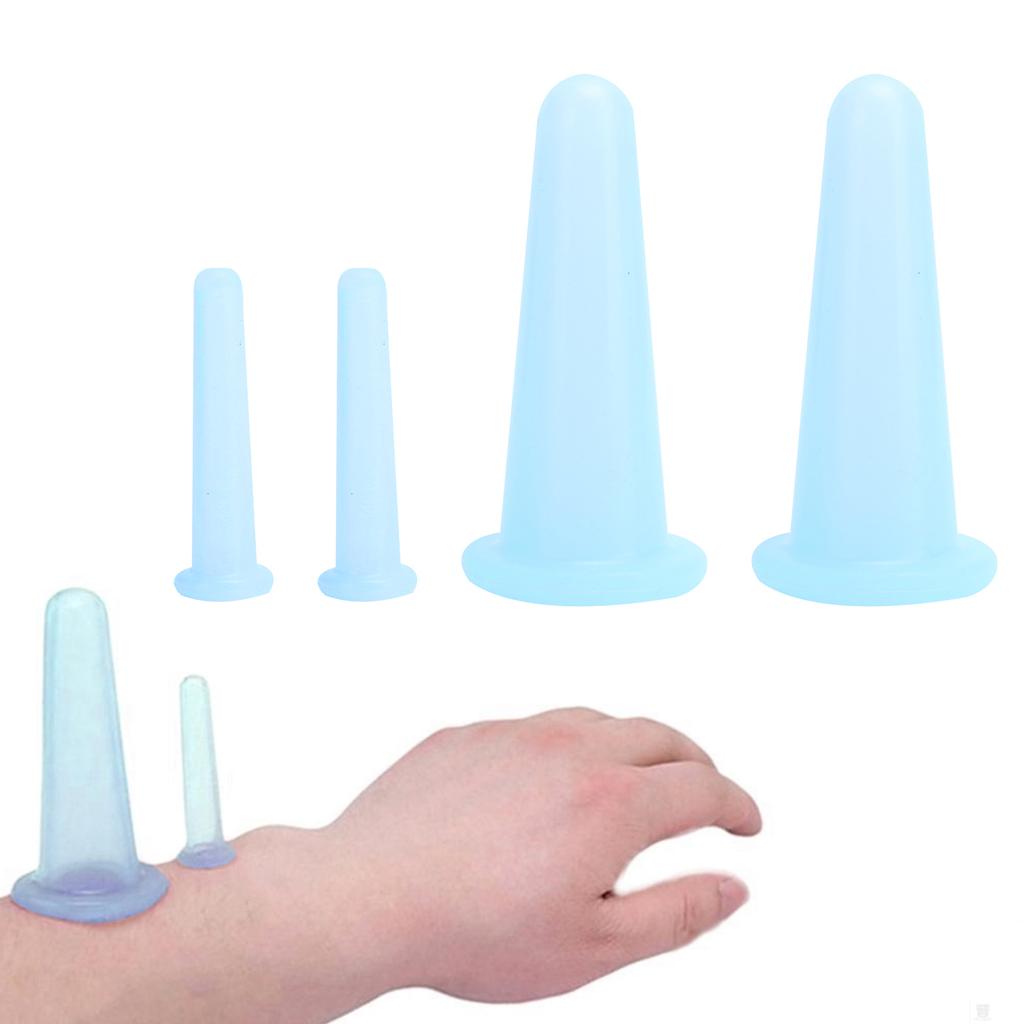 4 Stück Silikon Massagebecher Feuchtigkeitsabsorptionsglas Gesichts Schröpfbecher Körper Gesundheitspflege Blau 2 Groß 2