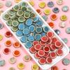 10Pcs Floral Glaze Ceramic Beads Multicolor Flat Round Spacer Bead for DIY Jewelry Making Bracelet Necklace Beaded Accessories