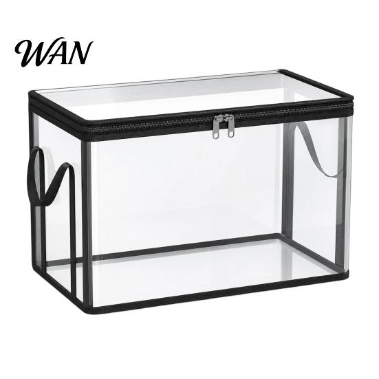 Closet Organization Bags Clear Clothing Storage Bag, with Lids And Handles, Stackable Reinforced Handle Bag Foldable Bins, Tear-Resistant Dustproof L 1pc