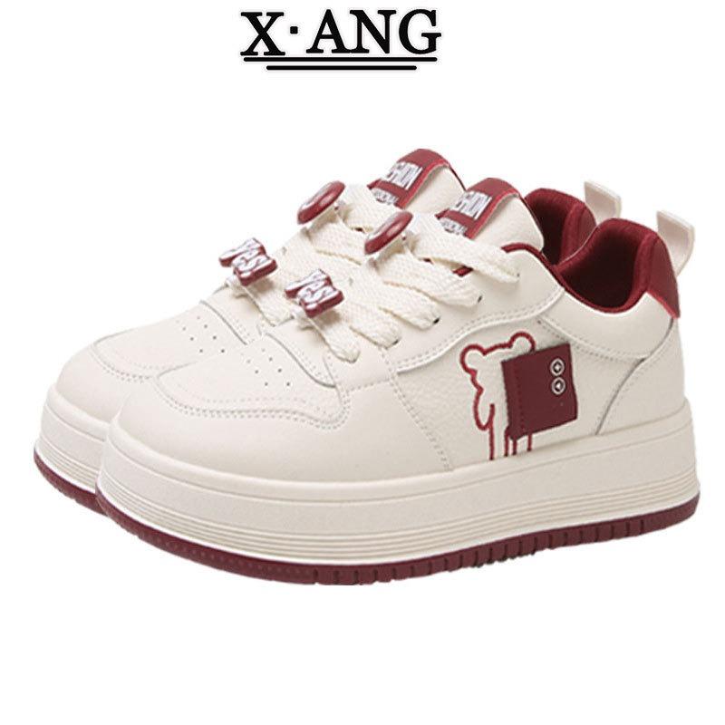 Leather little white shoes women's shoes spring new thick-soled heightening board shoes student versatile casual sports shoes