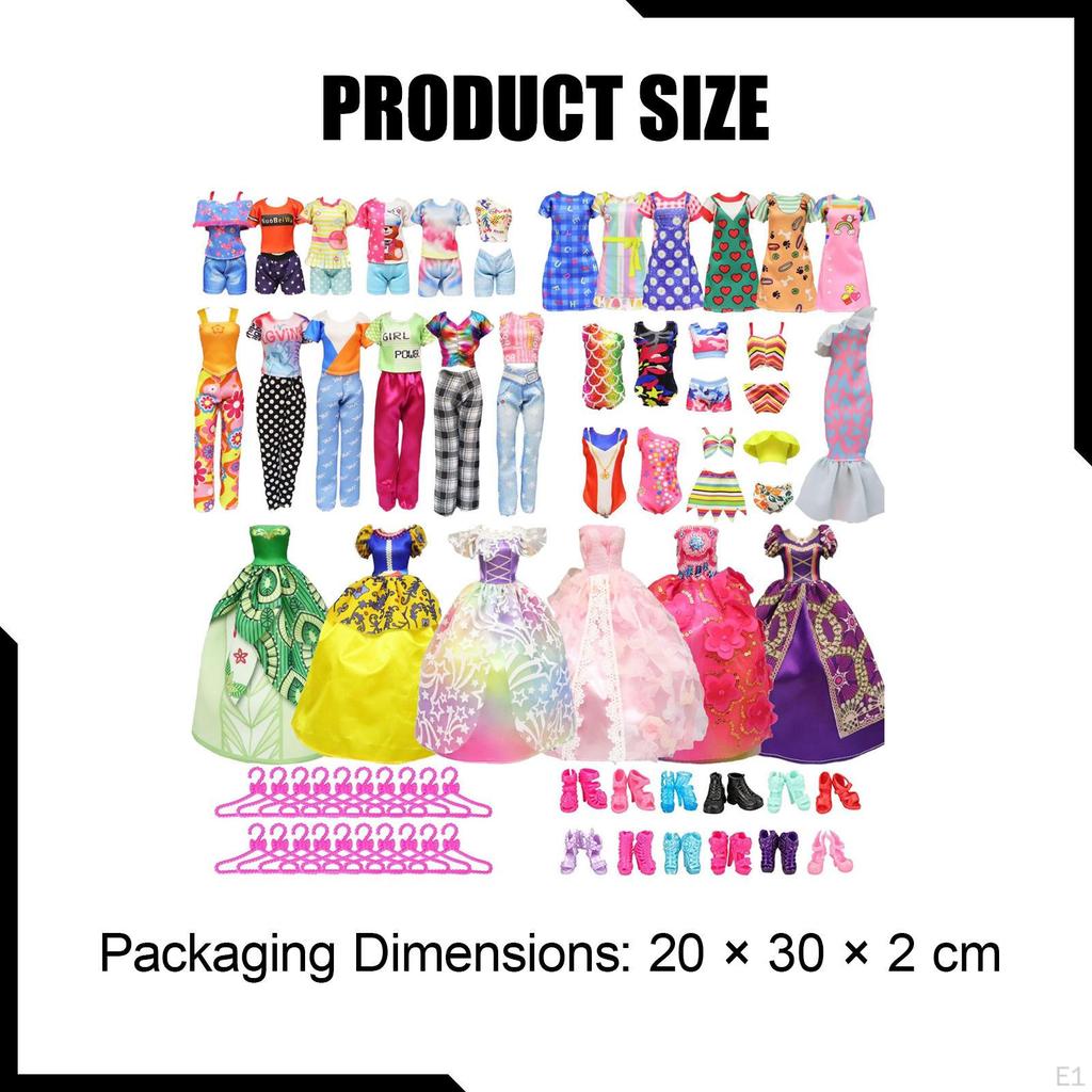 57 Pieces Doll Clothes and Accessories Outfits Fashion Dresses for 30cm