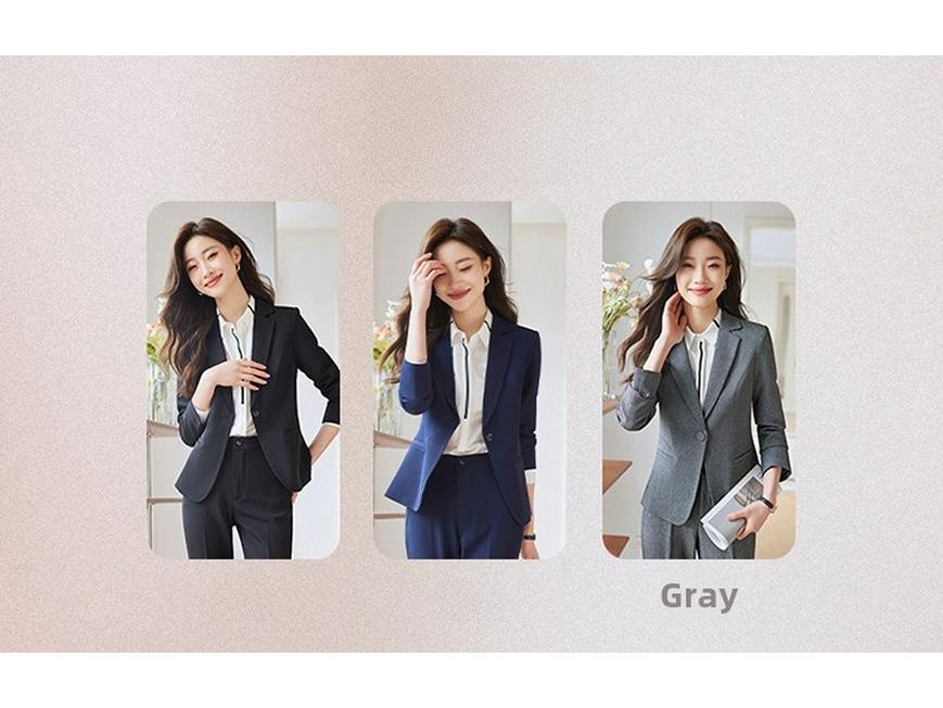 Costum de birou profesional coreean pentru femei, primăvara 2025, croială slim fit