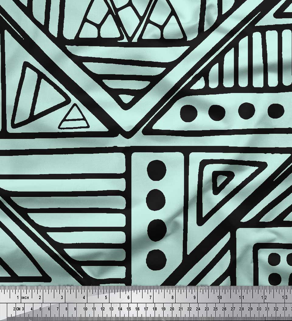 

Soimoi Green Japan Crepe Satin Fabric Triangle Art Geometric Print Тканина на метр 42 дюйма 42 Inch Wide - Poly Georgette зелений