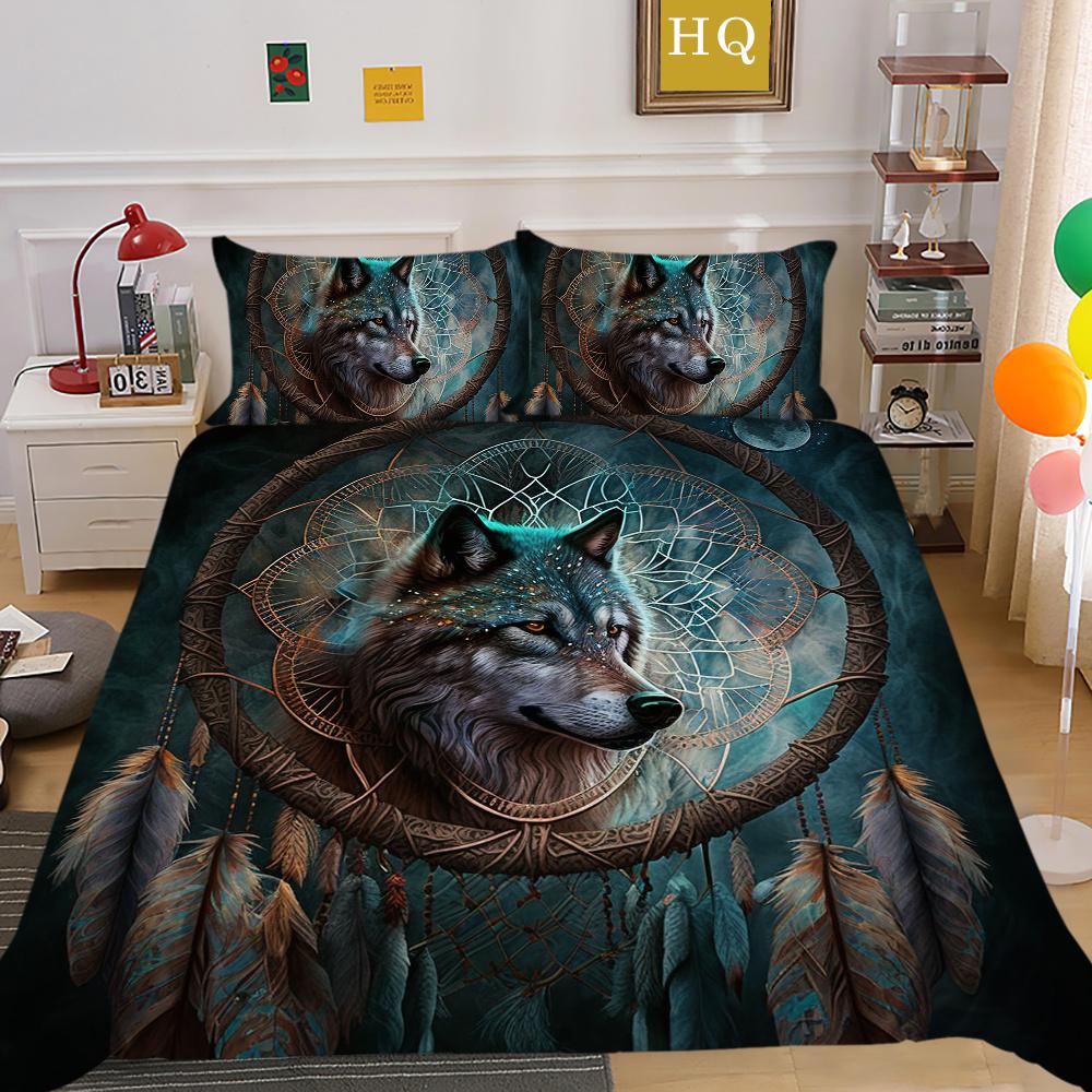 

Одеяло с принтом волка, комплект постельного белья из микрофибры королевского размера, чехол для мальчиков-подростков, высококачественный домашний текстиль EU Single 135x200cm