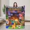 National Game Anime Flannel Throw Blanket Pixel Games Cartoon for Bedroom Knitted Blanket Outdoor Soft Breathable