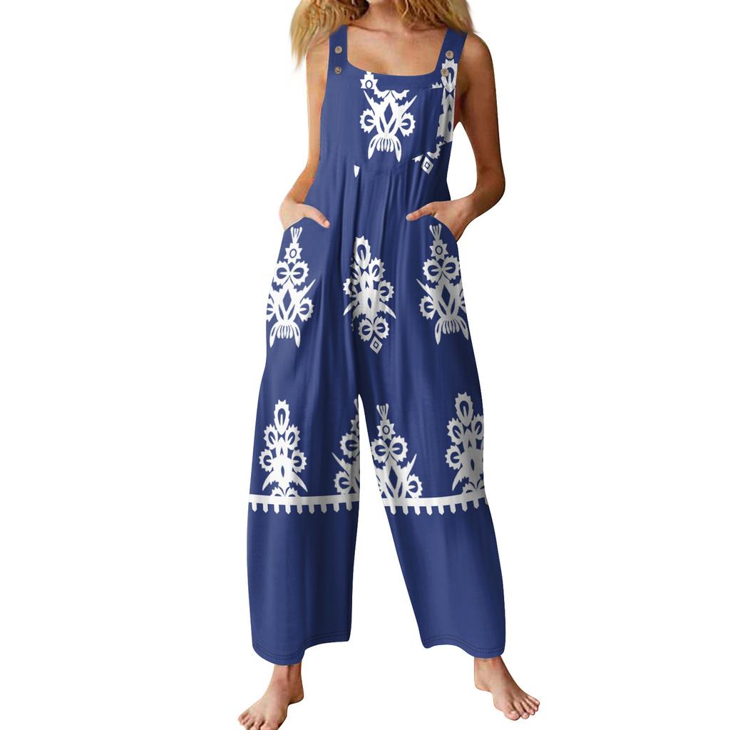 Women's Casual Jumpsuit Sleeveless Popular Floral Print Jumpsuit