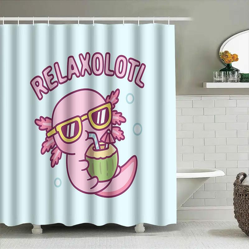 Axolotl Bath Curtain Cute Salamander Shower Curtain Tropical Ocean Theme Bathroom Decor Waterproof Funny Pet Lover Gift