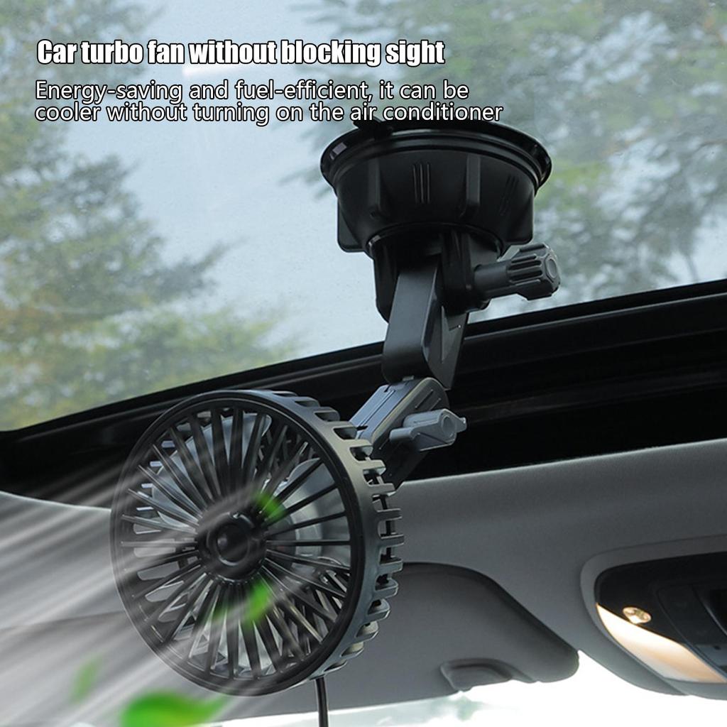 Small Car Fan Lightweight Suction Cooler For Vehicle 3 Speed Adjustable Fan With Rotating Head For Car Camping Travel