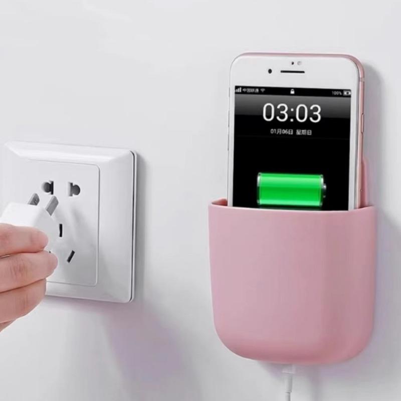 Wall-mounted TV,Air Conditioner Remote Control Storage Box Wall-mounted Bedside Mobile Phone Charging Non-drilling Hole Storage Rack