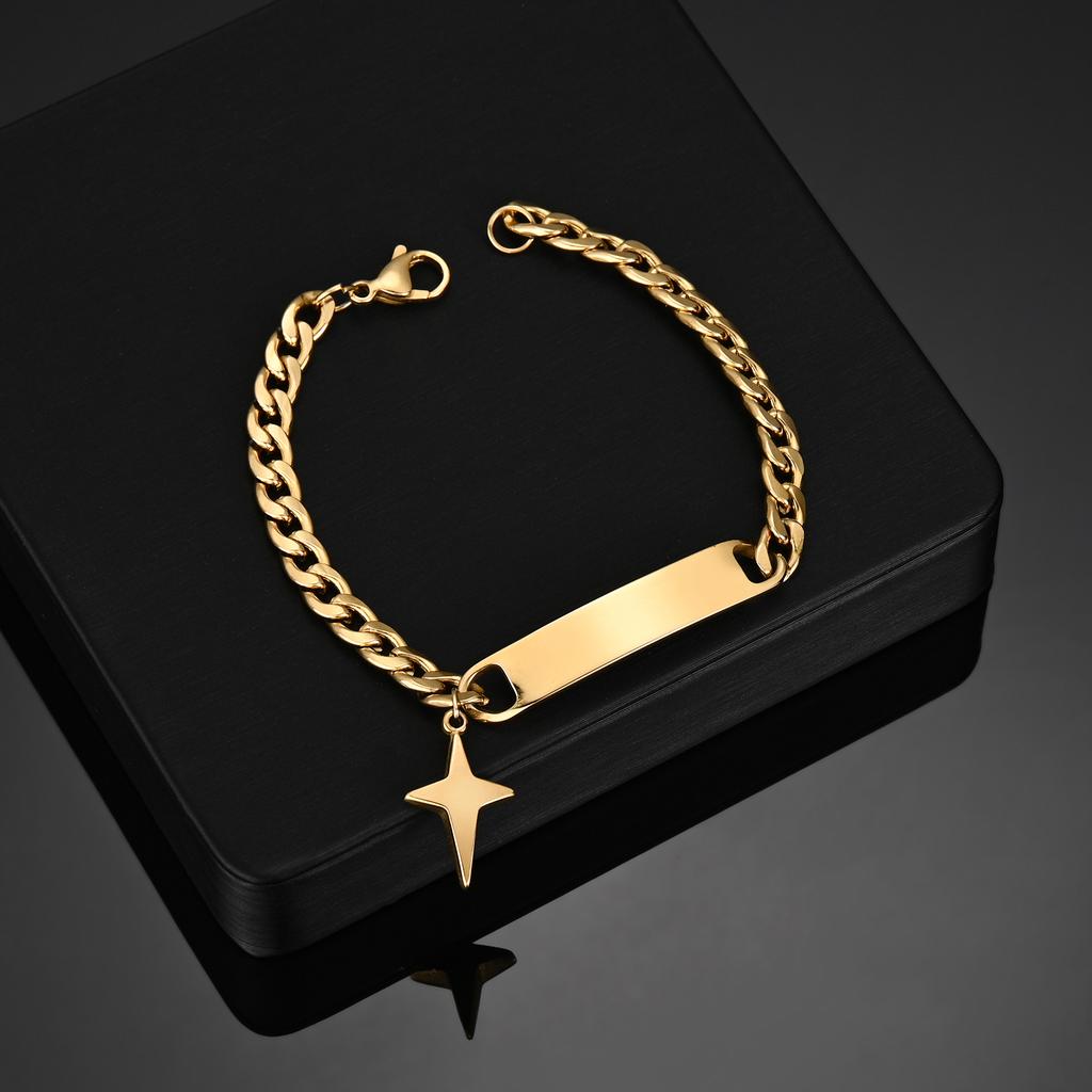 Atoztide Engrave Name Cross Heart Bracelet Stainless Steel For Men Women Adjustable Cuban Chain Personalized Jewelry Gift