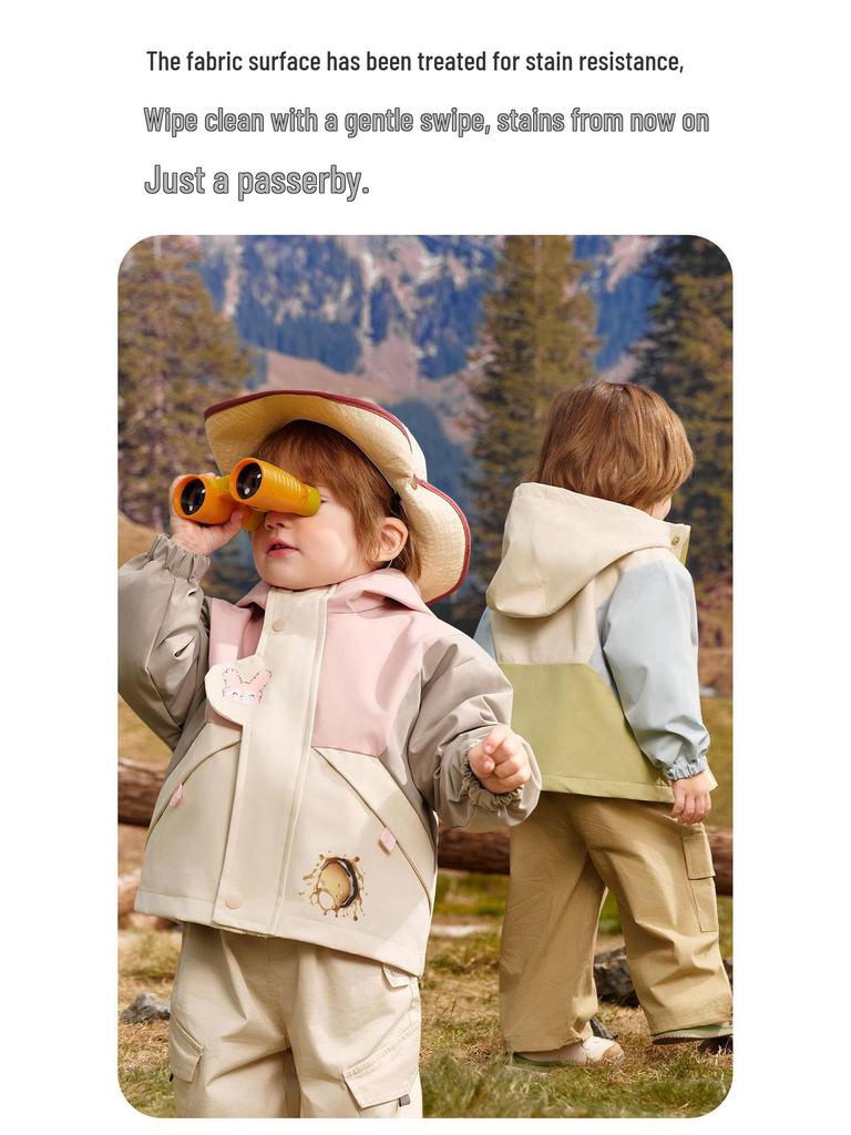 Jingqi Kinder Drei-in-Eins Wasserdichter Windbreaker: Warme Jacke mit Kapuze für Jungen und Mädchen - Herbst/Winter.