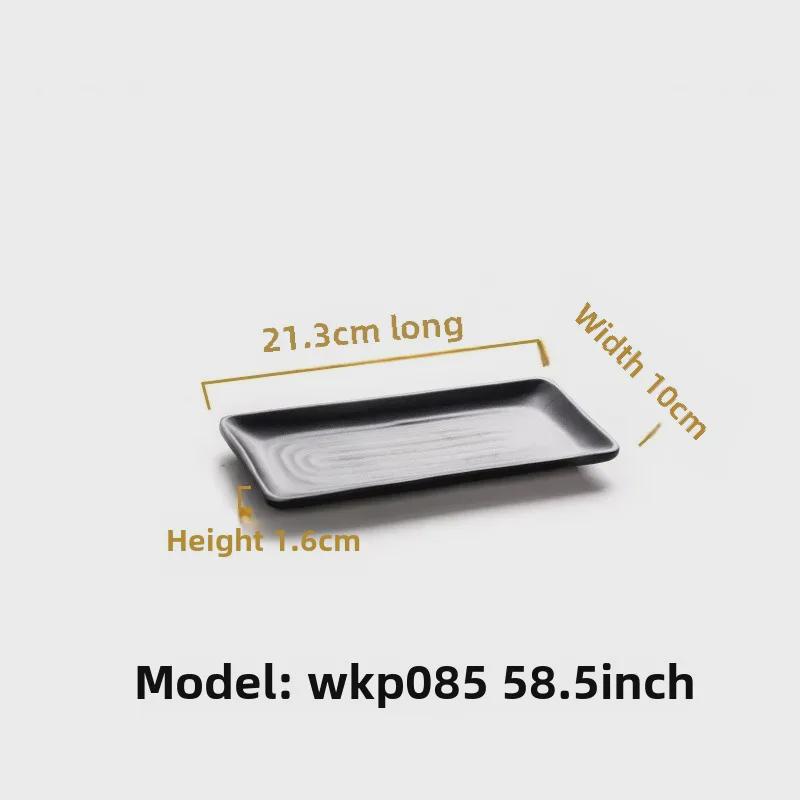 Melamine Black Tableware: Imitation Porcelain Plate for Cold Dishes, BBQ, Hot Pot, and Commercial Use.