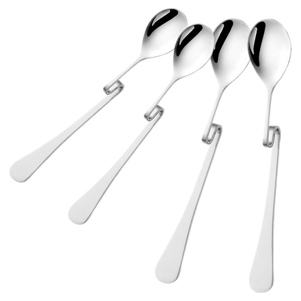 4 Pcs S-shaped Coffee Spoon Dinner Seasoning Dessert Spoons Stirring Stainless Steel